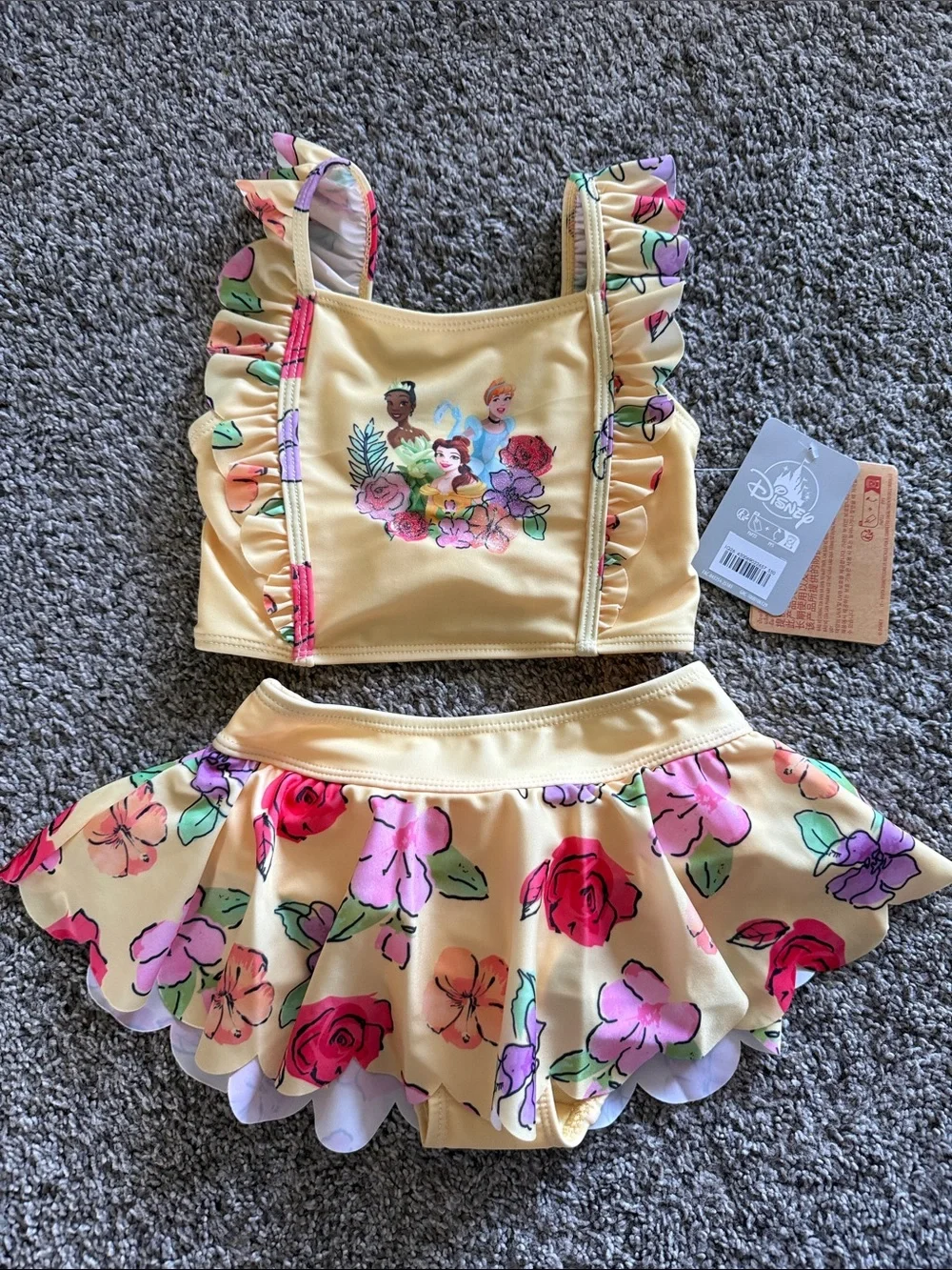 Disney Yellow Floral Princess Two-Piece Swimsuit